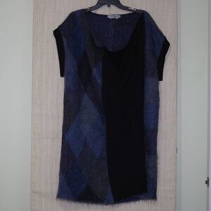 Sportmax Italy Mohair Blue Color Block Sleeveless Oversized Sweater Tunic Size:L